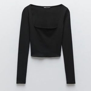 Zara ribbed square neck top